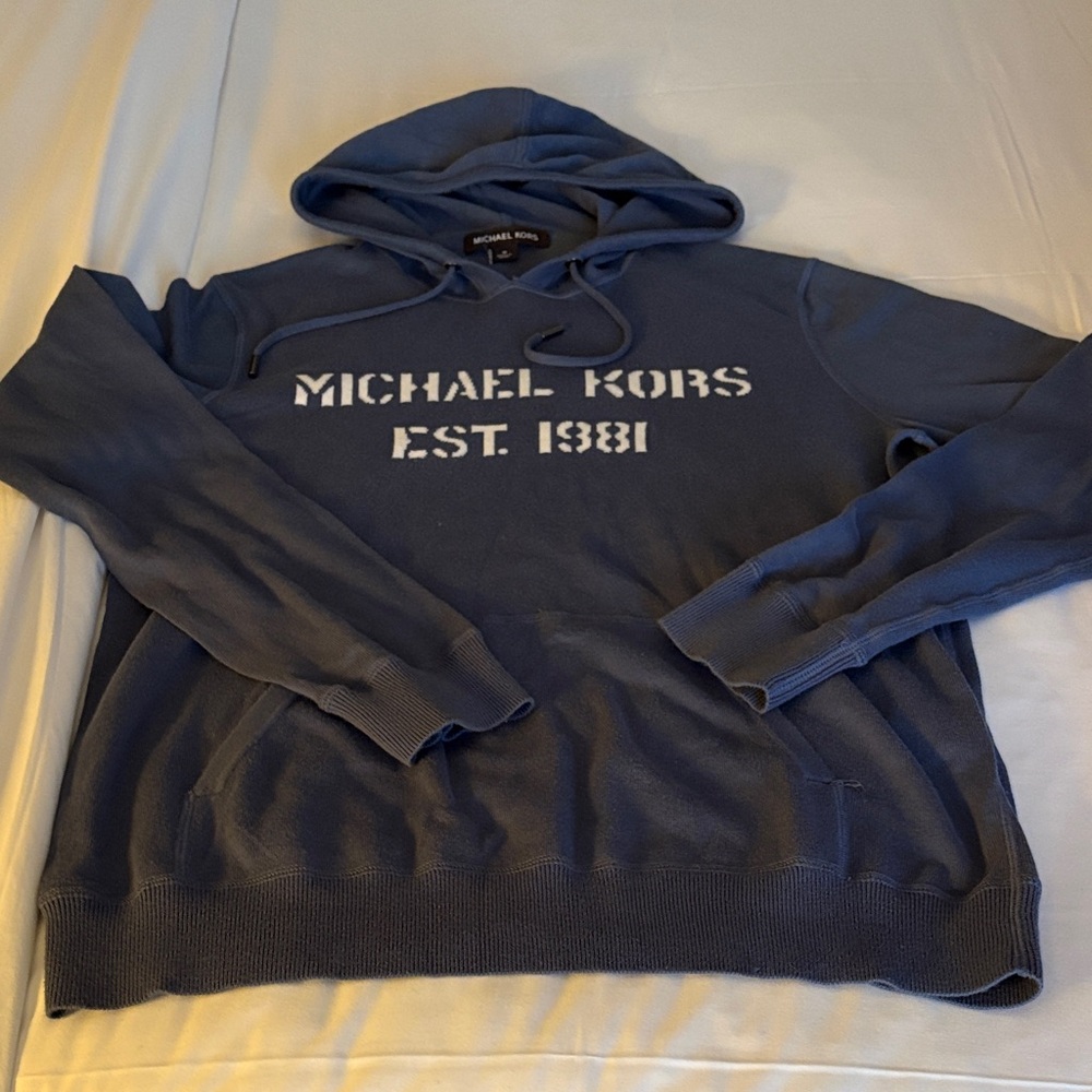 Michael Kors Men’s Blue Hooded Cotton Sweater